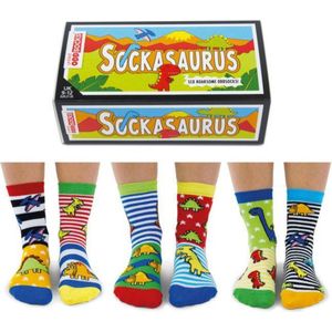 Kindersokken - 6 verschillende Dinosaurus sokken - Multipack in Geschenkdoos Maat 27-30 - Oddsocks