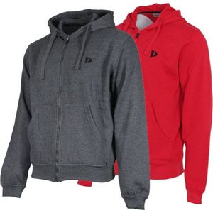 2 Pack Donnay sweater met capuchon - Sporttrui - Heren - Maat XXL - Charc-marl&Berry red (298)