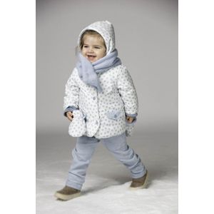 Ducksday - winterjas voor baby - waterdicht - lightgewicht - fleece - afneembare wantjes - peuter - unisex - Lichtblauw/Wit - Jackie - maat 80