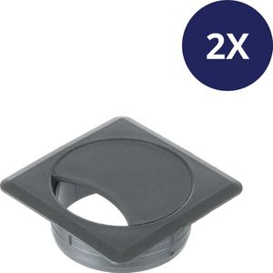 2x Kabeldoorvoer Zilver - Boordiameter: ø60mm - Diepte: 20mm - 73x73mm - Vierkant