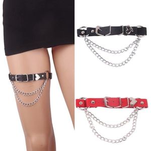 Verstelbare antislip kousenbanden met hartmotief voor dames - Feestaccessoires voor Halloween en carnaval (rood + zwart)