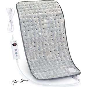 Mrs. Jones Verwarmingskussen - automatische uitschakeling - 15 uur - rug nek schouder - elektrisch warmtekussen - 10 niveaus - temperatuurniveaus - snelle verwarmingstechniek - 30 x 60 cm - comfort - grijs .