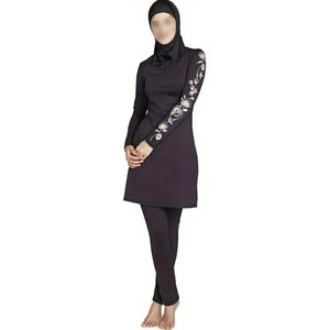 3 delige Stijlvolle en Comfortabele Boerkini burkini elegant zwart met Bloemenprint maat eu 40/42