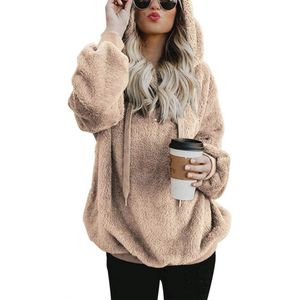 Dames Teddy Fleece Hoodie Warm Pullover voor Herfst en Winter