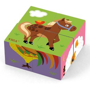 Viga Toys - Vormenpuzzel Boerderijdieren Klein