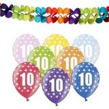 Partydeco 10e jaar verjaardag feestversiering set - Ballonnen en slingers
