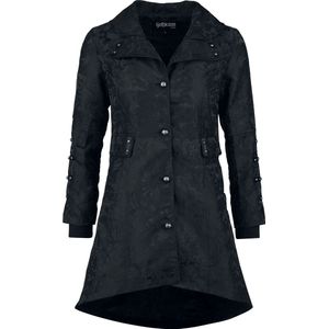 Gothicana zwarte mantel met korset en studs-kraag - Dames - S