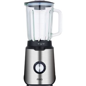 MOA Blender - Smoothie Maker met 1,5L Glazen Kan - Voor Ijs, Bevroren Fruit, Noten - Mini - 1020W - RVS - Zilver