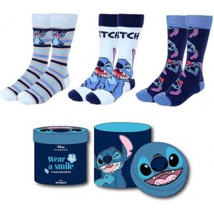 Huissokken - Lilo & Stitch - 3-Pack - Stitch Wear A Smile - Cadeauverpakking