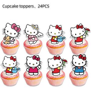 taart toppers - hello kitty - 24 stuks - verjaardag - cupcake - taartdecoratie