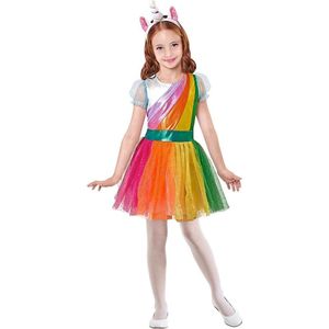 Widmann - Eenhoorn Kostuum - Eenhoorn Regenboog - Meisje - Multicolor - Maat 104 - Carnavalskleding - Verkleedkleding