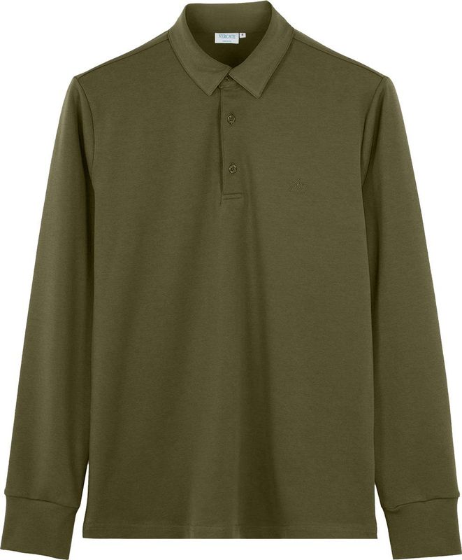 Vercate - Strijkvrij Poloshirt - Olijfgroen - Lange Mouwen