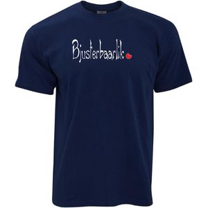 T- shirt navy met opdruk Bjusterbaarlik maat M