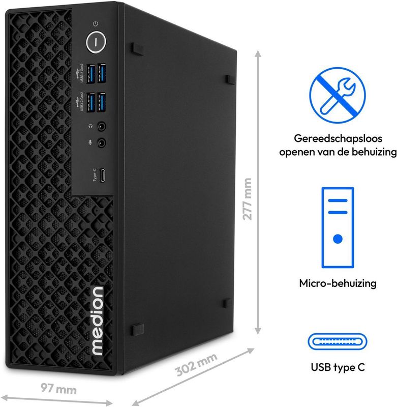 Medion - PICOWORX T80 II MD340072 - Desktopcomputer - Intel Core i7-13650HX - 16GB RAM - 1TB SSD