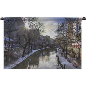 Wandkleed Utrecht  - Sneeuw in Utrecht Wandkleed katoen 180x120 cm - Wandtapijt met foto XXL / Groot formaat!