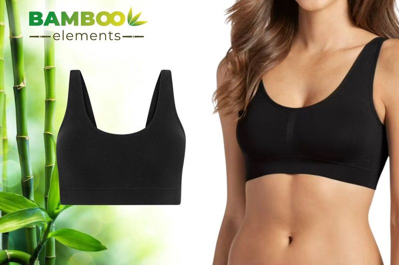 Bamboo Elements Naadloze BH Zonder Beugel - Zwart - Uitneembare BH pads - Bralette Dames - Beha - Bamboe - Seamless Ondergoed Dames