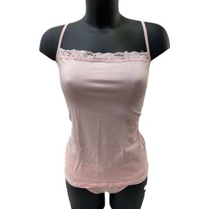 Lydia dames Spaghetti hemdje met kant licht roze maat XL