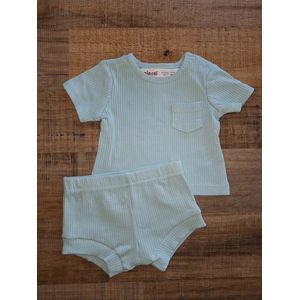 Minoti - rib setje - mint - summer set - maat 56/62