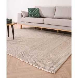 Wollen vloerkleed Lett - wit/beige 60x120 cm