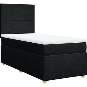 vidaXL - Boxspring - met - matras - stof - zwart - 80x200 - cm