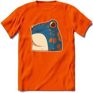 Koele kikker T-Shirt Grappig | Dieren reptielen Kleding Kado Heren / Dames | Animal Skateboard Cadeau shirt - Oranje - 3XL