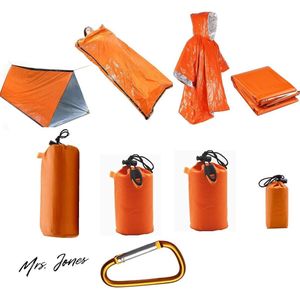 Mrs. Jones Noodtent met nooddeken en noodslaapzak voorbereiding op aardbevingen overtollige kampeeruitrusting-oranje X 3 .