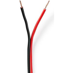 Nedis Speaker-Kabel - 2x 0.75 mm² - Koper - 100.0 m - Rond - PVC - Rood / Zwart - Rol