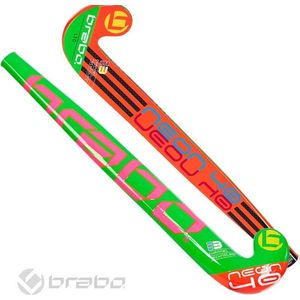 Brabo G-Force Neon 40 LTD - Hockeystick - Kinderen - 34 Inch - Glasvezel - Groen/ Oranje/ Roze