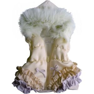 Maat 140 Bodywarmer met wit imitatiebont voor baby en kind zomerjas met strikjes en ruches