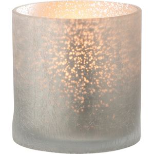 J-Line windlicht Cilinder Craquele - glas - grijs - large