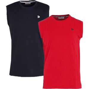 2-Pack Donnay T-shirt zonder mouw - Sportshirt - Heren - Navy/Berry Red - maat XXL