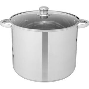 Infinity Goods Soeppan Stamppot - Glazen Deksel - 16,5L - 30 CM - Inductie Gas Keramisch - Vaatwasserbestendig - RVS