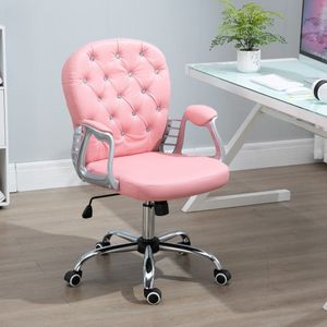 BUSIOAL BOOS BOOS-voorzitter Ergonomisch opgevulde rugleuning, roze, PU, ​​59,5 x 60,5 95-105 cm