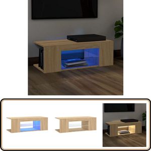 vidaXL Tv-meubel - LED-verlichting - Sonoma eiken - 90x39x30 cm Tv Kast - Houten Tv Kast - Led Tv Kast - Tv Meubels - Salontafel