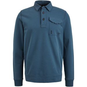 PME Legend - Sweat Poloshirt Blauw - Regular-fit - Heren Poloshirt Maat S