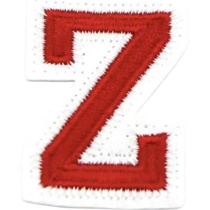 Alfabet Letter Embleem Strijk Patch Rood Wit Letter Z / 3.5 cm / 4.5 cm