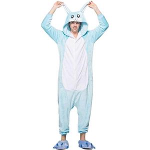 Konijn Onesie Blauw Verkleedkleding - Volwassenen & Kinderen - S (145-159 cm)