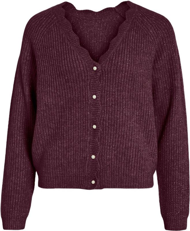 Vila - Vicutie Rev Glitter Knit - Vest - Bordeauxrood - Dames