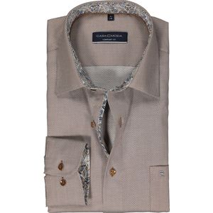 CASA MODA - Comfort Fit Overhemd - Bruin - Strijkvrij - Boordmaat 43