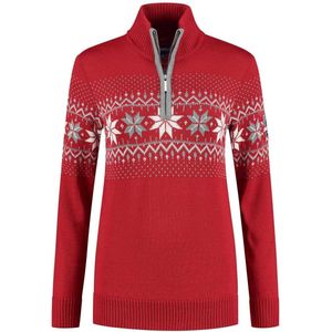 John Brillant Noorse dames trui - fijn gebreid - Merino wol - rood