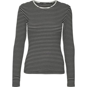 Vero Moda T-shirt Vmchloe Stripe Ls Top Ga Jrs Noos 10315385 Black/snow White Dames Maat - XS