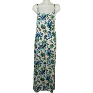 Angelle Milan – Travelkleding voor dames – Blauw/Groene Lange Jurk met Bandjes – Ademend – Kreukherstellend – Duurzame jurk - In 5 maten - Maat XL