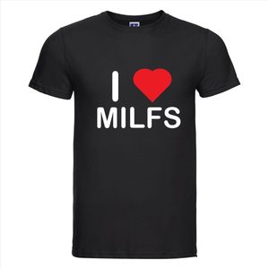 I LOVE MILFS T-shirt - 100% Katoen - Maat 4XL - Classic Fit - Zwart