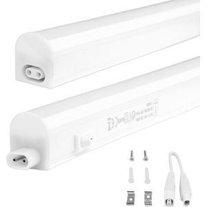 LED TL Armatuur met T5 Buis - Aigi Timola - 30cm Enkel - 4W - Koppelbaar - Warm Wit 3000K - Mat Wit - Kunststof