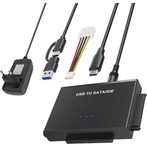 SATA naar USB Adapter - USB 3.2, IDE/SATA naar USB, Ondersteunt 6TB, Inclusief USB-kabel en SATA-kabel