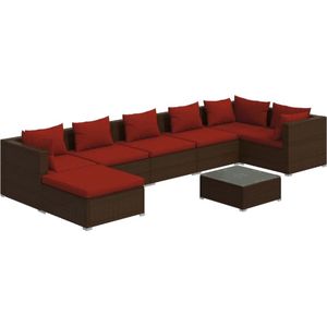 vidaXL-8-delige-Loungeset-met-kussens-poly-rattan-bruin