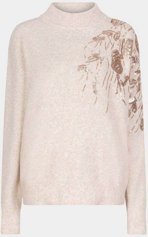 Sweater - Crème - Luxe Dames Trui - Met Paillettenaccent