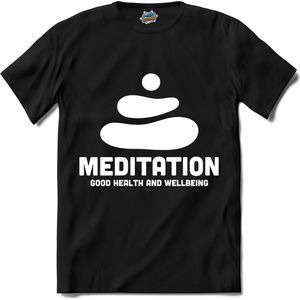 Meditation | Yoga - Namaste - Yoga mat - T-Shirt - Unisex - Zwart - Maat XXL