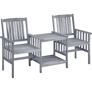 vidaXL Tuinstoelen met tafeltje en kussens massief acaciahout - Tuinstoel Met Theetafel - Tuinstoelen Met Theetafels - Bistroset - Bistro Set