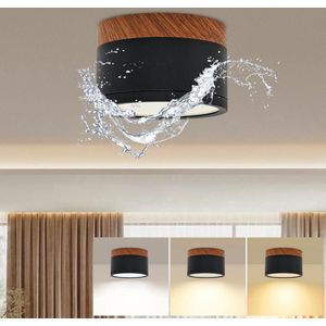 UR422 Led-plafondlamp - dimbaar - geschikt voor badkamer - 1 stuk - zwart - hout - Ø 11